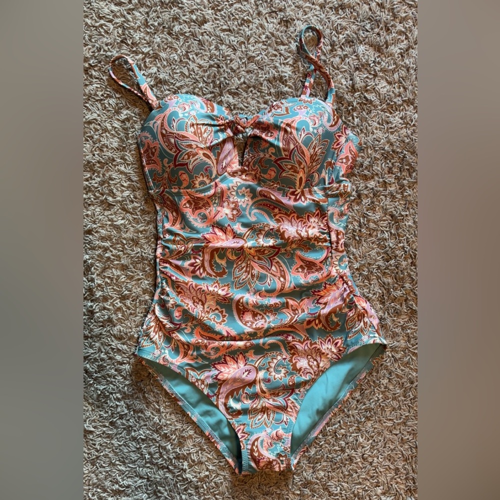Shade & Shore Teal Paisley Swimsuit